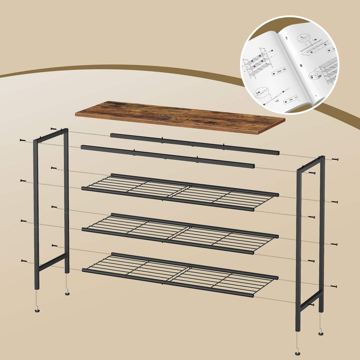 Shoe Rack Four-layer Iron Wire Wtandard Part Whoe Rack