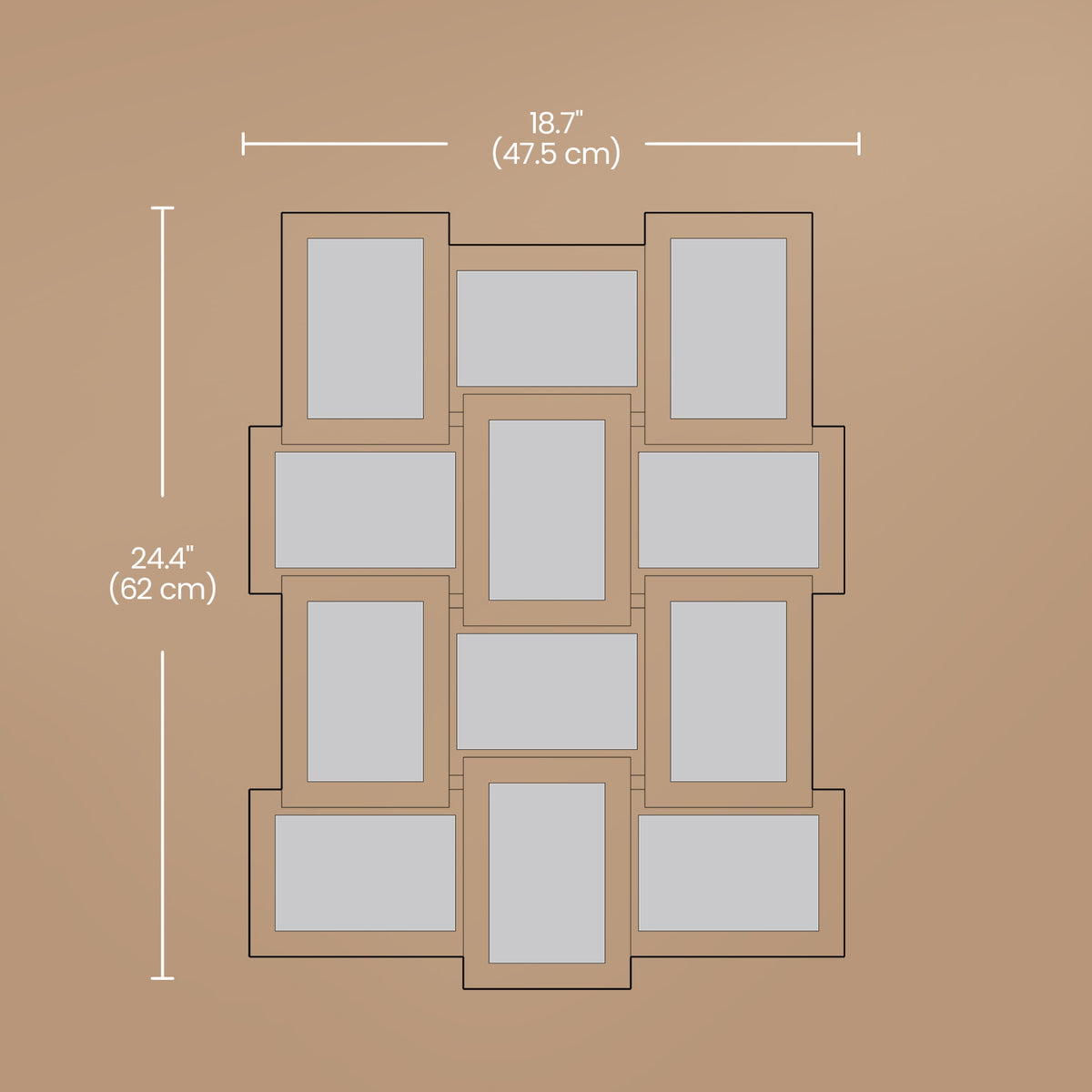 12-Pack 4x6 Wall Collage Frames - Multi-Photo Gallery Display with Glass Front, Easy Assembly Home Decor, Rustic Brown