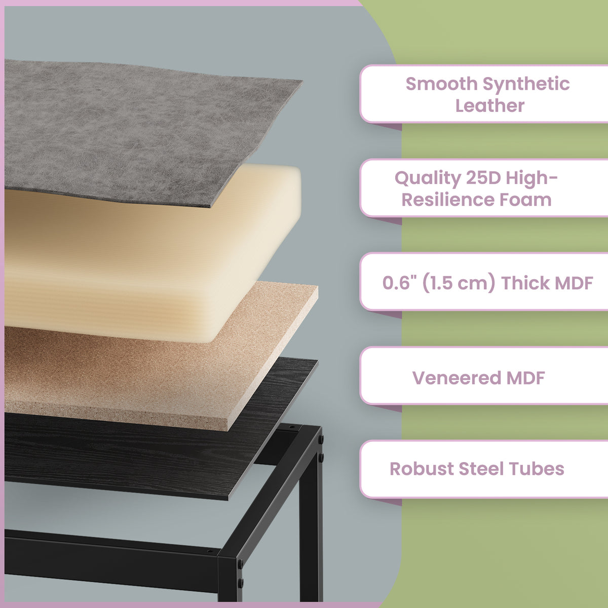 Rectangular Ottoman Footstool with Reversible Top, Vanity Chair and Side Table, Max Load 660 lb for Living Room and Bedroom, Dove Gray
