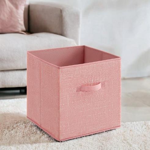 Set of 8 Foldable Fabric Storage Cubes, 10.2" Closet Organizer Bins with Handles for Shelves, Jelly Pink
