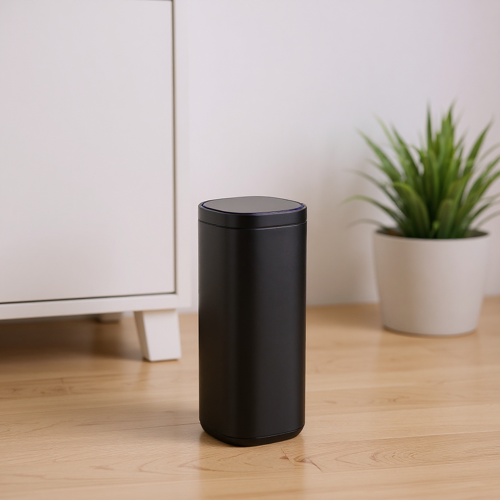 Motion Sensor Trash Can 13 Gallon, Automatic Kitchen Garbage Bin with Ozone Odor Control, Stay-Open Lid, Multi-Color Indicators, Stainless Steel，Black