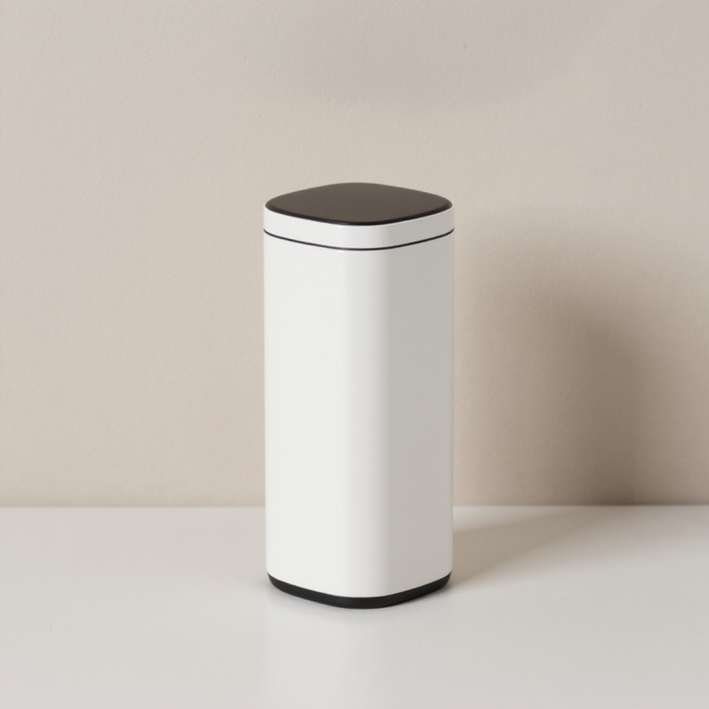 Motion Sensor Trash Can 13 Gallon, Automatic Kitchen Garbage Bin with Ozone Odor Control, Stay-Open Lid, Multi-Color Indicators, Stainless Steel，White