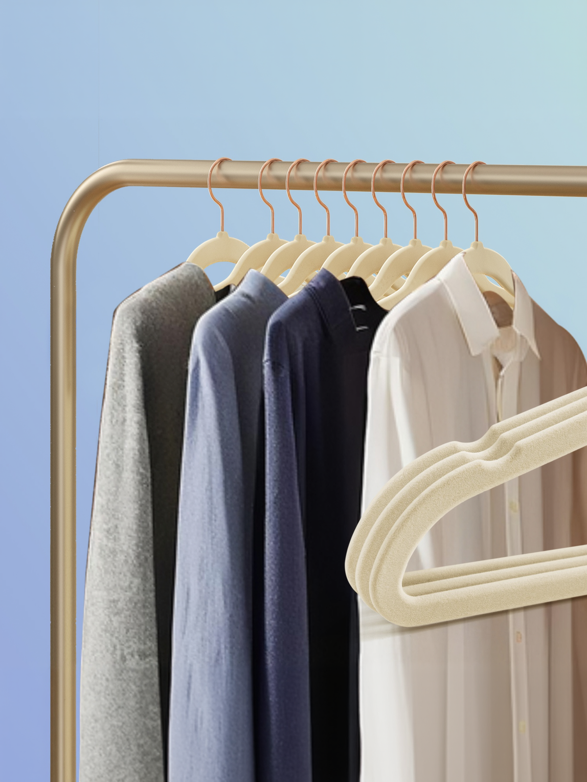 Set of 50 Slim Velvet Hangers, Non-Slip Space Saving Clothes Hangers with Rose Gold Swivel Hooks for Closet, White