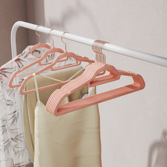 100-Pack Non-Slip Velvet Hangers with 360° Swivel Hooks, Space Saving Closet Organizers for Coats Dresses, Coral Pink