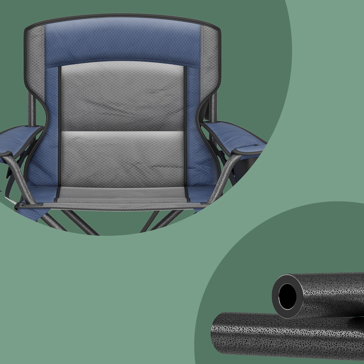 Oversized Folding Camping Chair with Cooler Bag, Adjustable Lumbar Support and Armrests, Heavy-Duty 450 lb Capacity, Harbor Blue