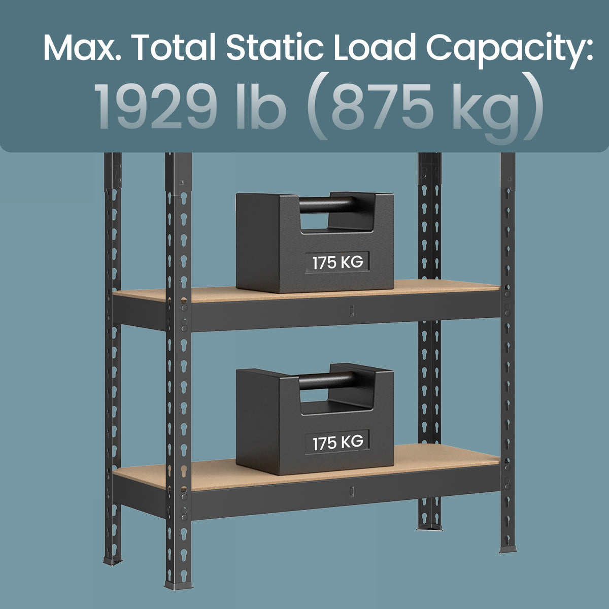 5-Tier Heavy-Duty Storage Shelves, 2310 lb Capacity, Boltless Adjustable Shelving Unit, 11.8" x 29.5" x 59.1", for Garage Basement Study, Dividable into 2 Units, Black,Natural Beige