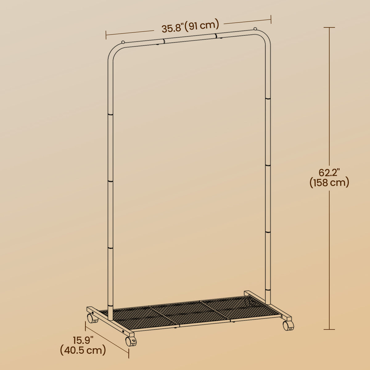 Heavy-Duty Mobile Garment Rack with Dense Mesh Shelf – 25.4mm Steel Frame, 110lb Capacity, 2 Locking Wheels, Holds 40+ Clothes, Pink