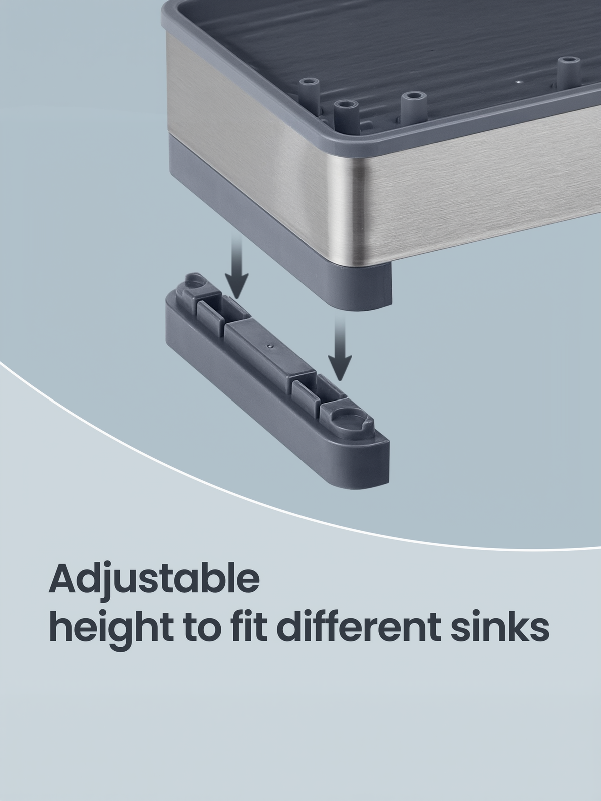 Rotatable Spout Sink Caddy Organizer, Stainless Steel Sink Organizer with Sponge and Soap Holder for Kitchen and Bathroom, Slate Grey and Silver