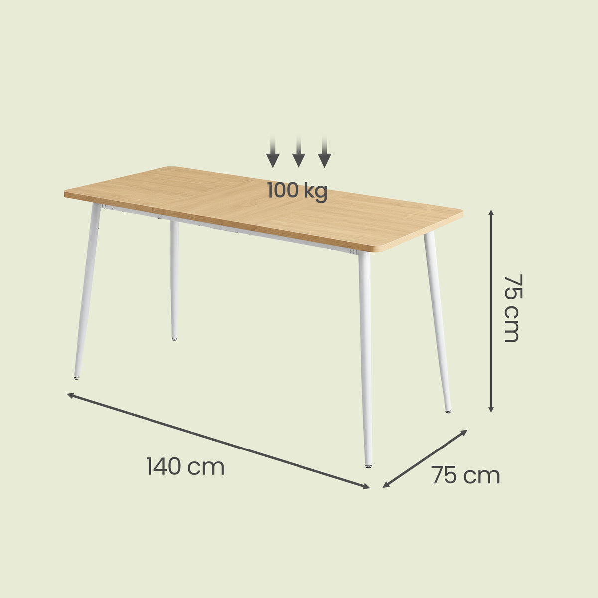 Dining Table, Modern Farmhouse Kitchen Table for 4-6 People, Rectangular with Heat-Resistant Surface & Splayed Legs, Quick Assembly, Golden Oak and Cloud White