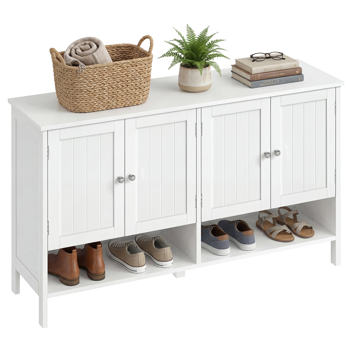 3-Tier Freestanding Shoe Cabinet with Adjustable Shelf, 165 lb Capacity, Modern Entryway Organizer, Cloud White