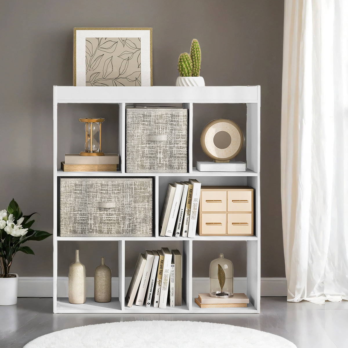 8-Tier Adjustable Bookcase, Multi-Directional Freestanding Shelf for Home, Office, 33lb Capacity per Tier, Easy No-Tool Assembly, White