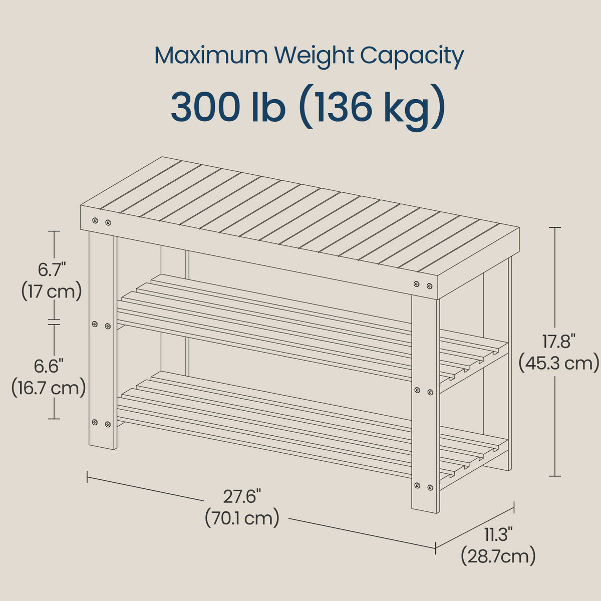 3-Tier Bamboo Shoe Bench Organizer, Multi-Functional Entryway Storage with Seat, 286lb Capacity, Quick Assembly, Natural