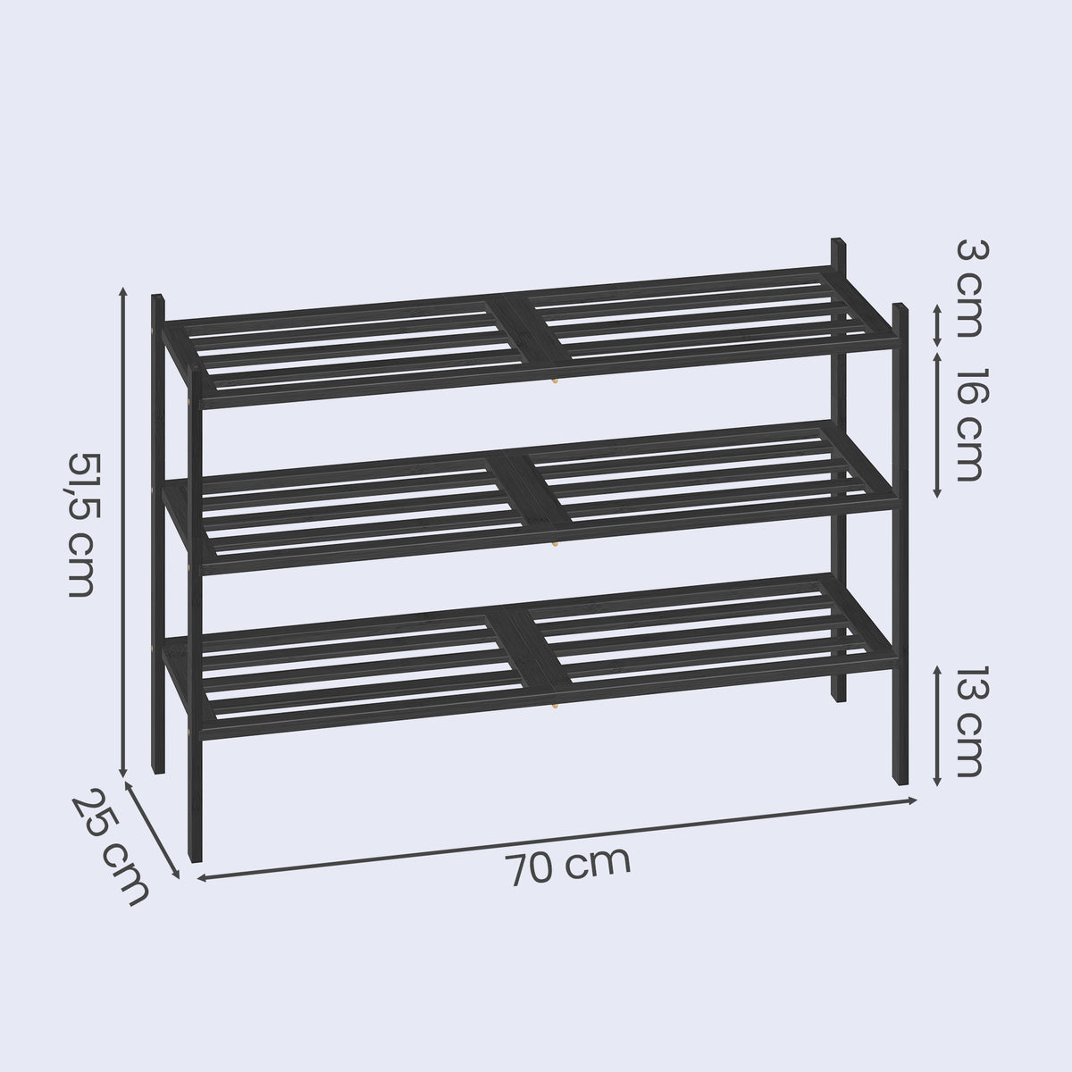 3-Tier Wooden Shoe Organizer, Stackable Shoe Rack, Modular Design, Space-Saving Shelf for Bedroom or Entryway, Black