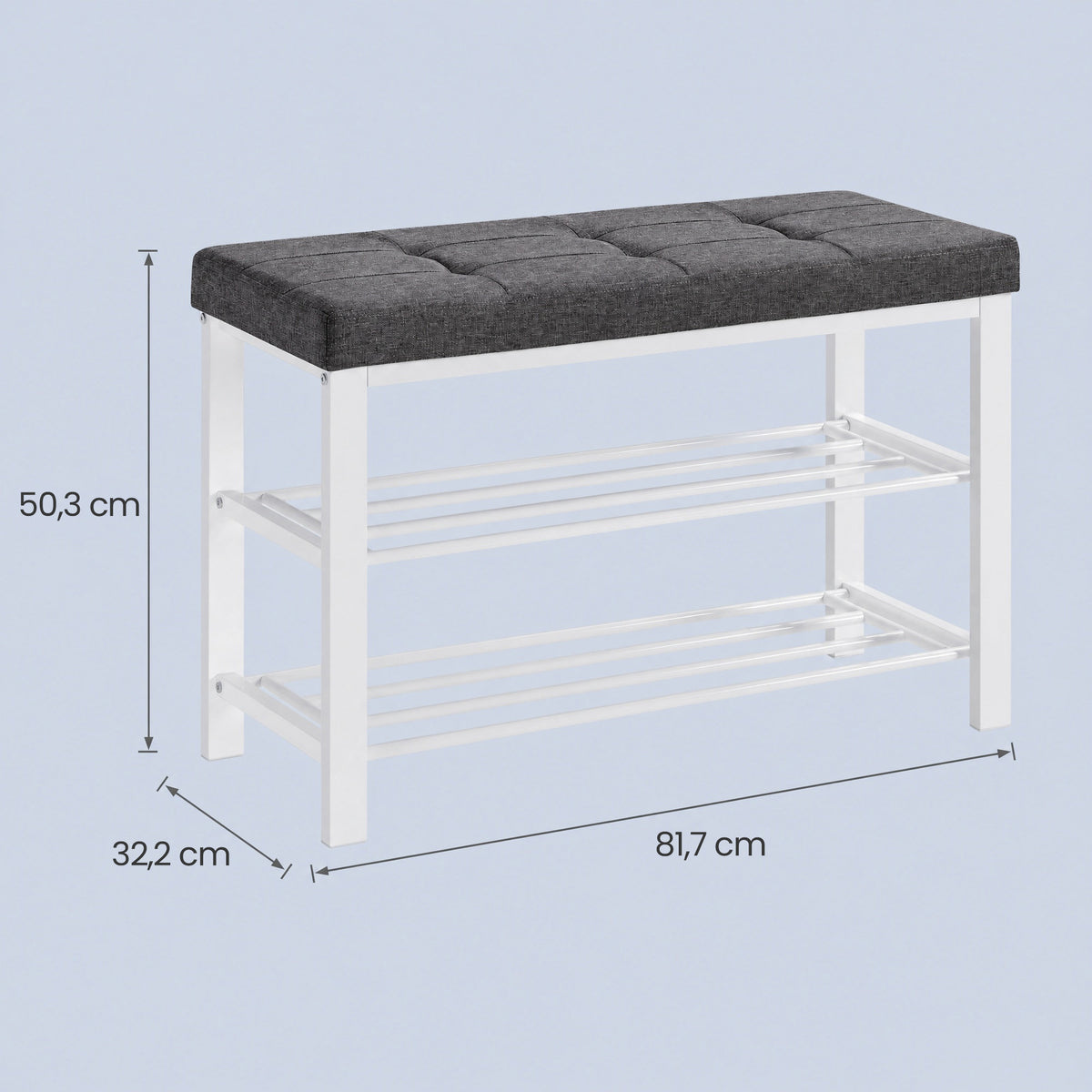 Entryway Bench, Shoe Storage Bench with Cushion, for Entryway, Bedroom, Gray and Black