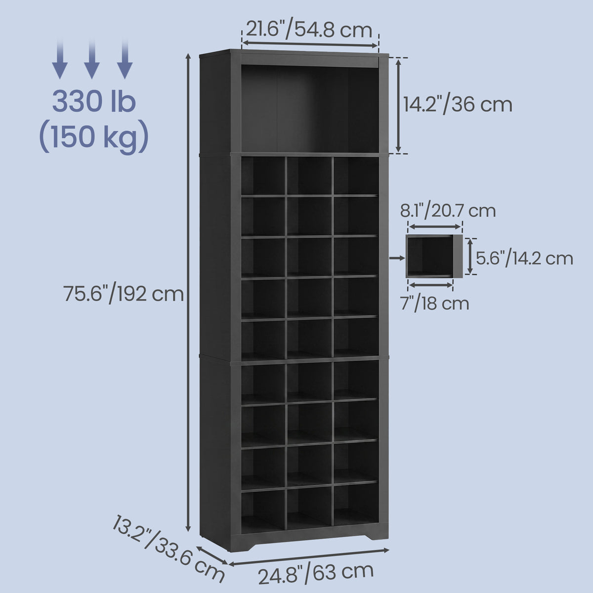 Shoe Storage Cabinet with 0 Flip Drawers, Asjustable and Removable Dividers, Holds 15-18 Pairs of Shoes, Black