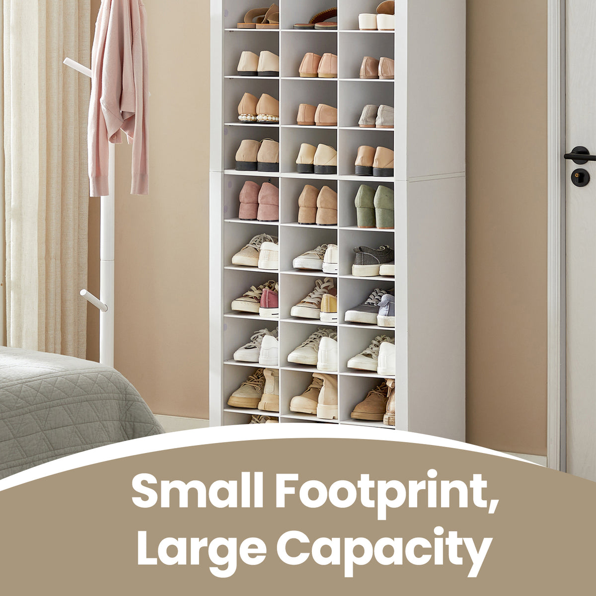 10-Tier Shoe Storage Cabinet Organizer, Tall Space-Saving Design for Entryway & Bedroom, Adjustable Shelves, Holds 30 Pairs, White
