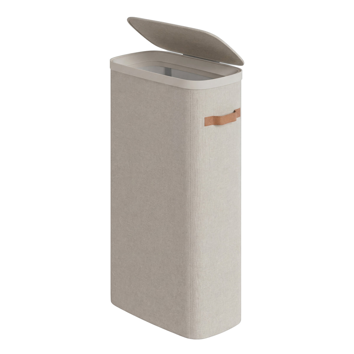 Dual-Compartment Laundry Basket with Lid, Handles and Removable Liners, Easy-Assembly Laundry Hamper, Beige