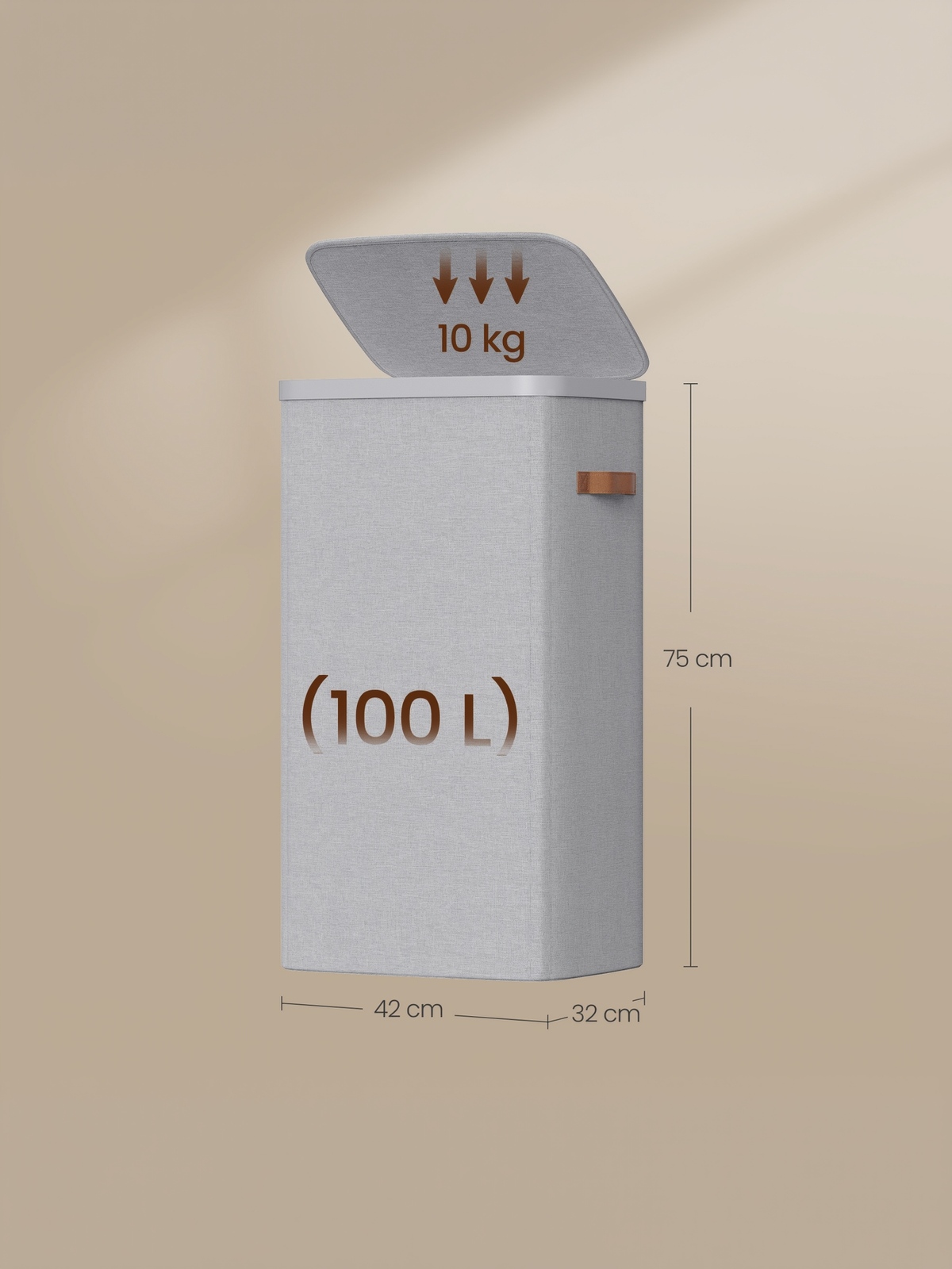 26.4 Gallon Laundry Basket with Lid, Easy Assembly Laundry Hamper with Removable Liner and Handles, Dove Gray