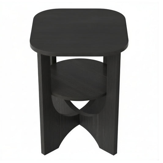 2 Tier Small Side End Table, Nightstand with Lower Shelf for Small Spaces, Living Room, Bedroom, Charcoal Gray