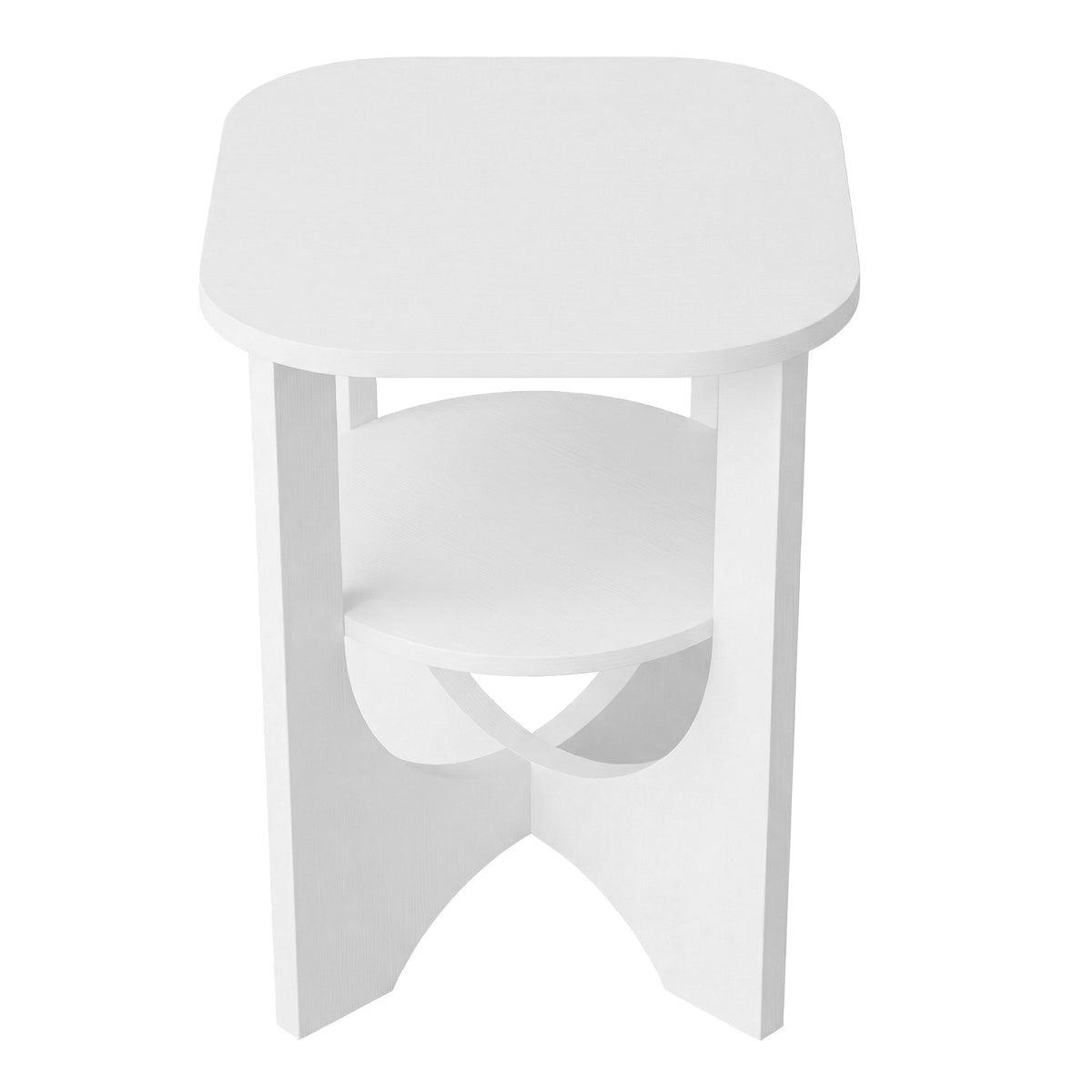 2 Tier Small Side End Table, Nightstand with Lower Shelf for Small Spaces, Living Room, Bedroom, White
