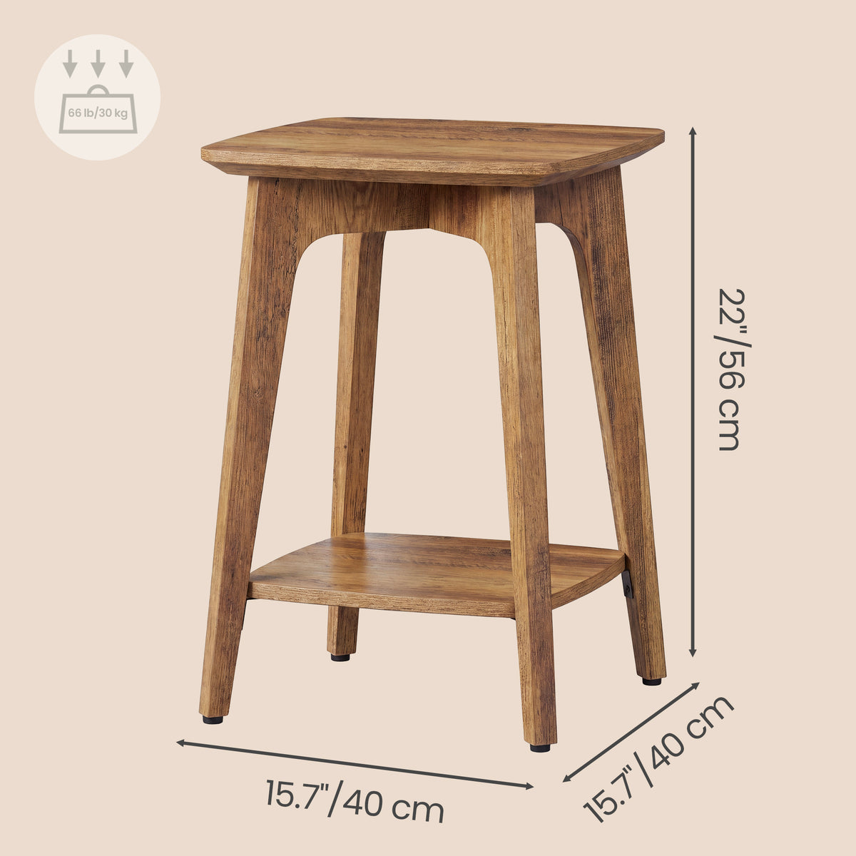 Small End Table, Side Table with Lower Shelf, Nightstand for Living Room, Bedroom, Brown
