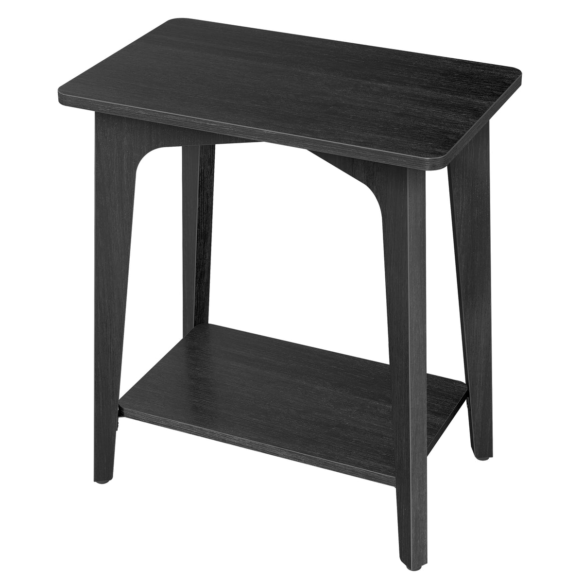 2-Tier Side Table, Small Rectangular End Table, Nightstand with Tapered Legs, Curved Transitions, for Small Spaces, Charcoal Gray