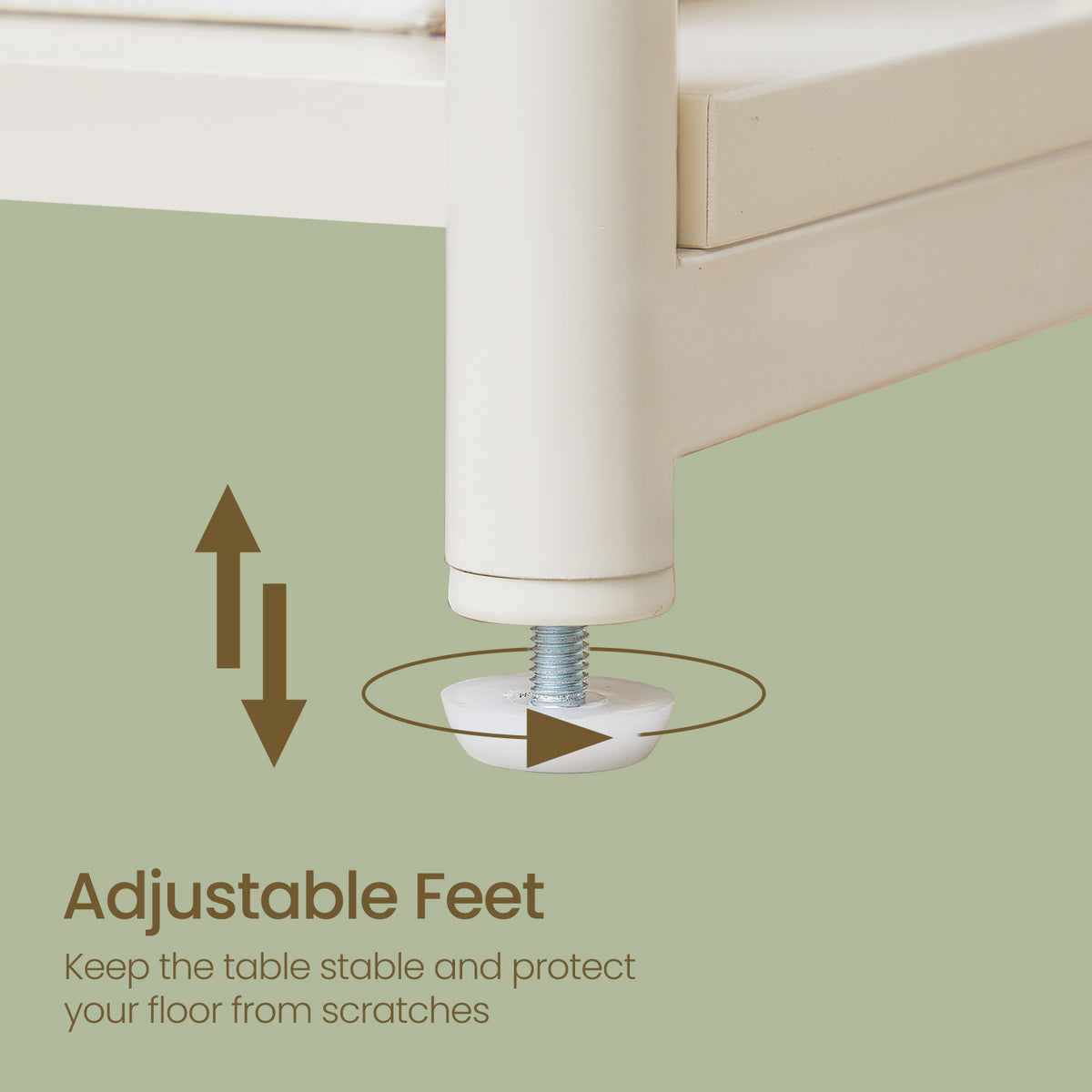 3-Tier Charging Side Table - End Table with 2 Outlets & 2 USB Ports, Space-Saving Nightstand in Cream White