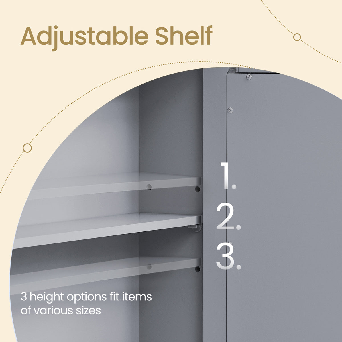 Bathroom Cabinet with 2 Mirrored Doors, 22.2 Inch Wall-Mounted Medicine Cabinet with Adjustable Shelf & Open Compartment, Dove Gray