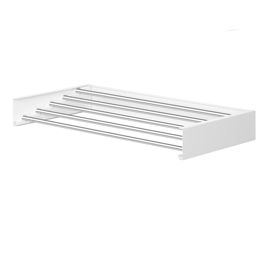 Wall-Mounted Clothes Drying Rack, Foldable Laundry Rack with 6 Rods, 31.5 x 15.7 x 4.1 Inches, White and Gray