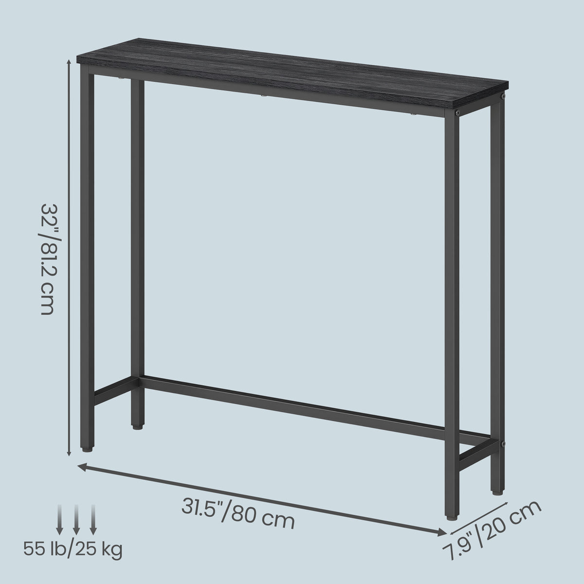 Narrow Sofa Tables with Outlets, Console Tables, Easy Assembly, for Living Room or Entryway, Black