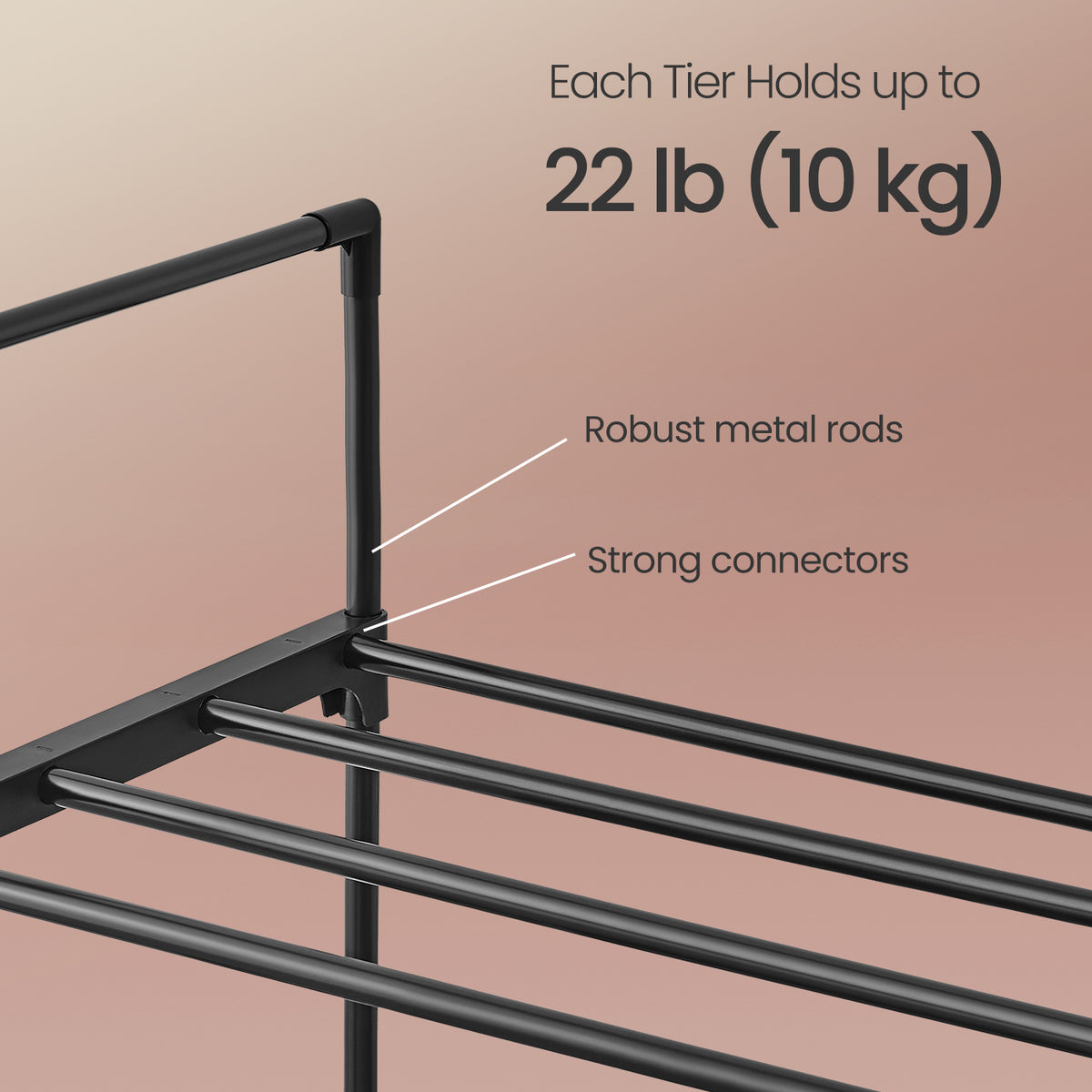 Shoe Rack, 4-Tier Metal Shoe Organizer for Entryway, Stands Upright or Upside Down, Holds 25-30 Pairs, Stackable & Tool-Free, Black