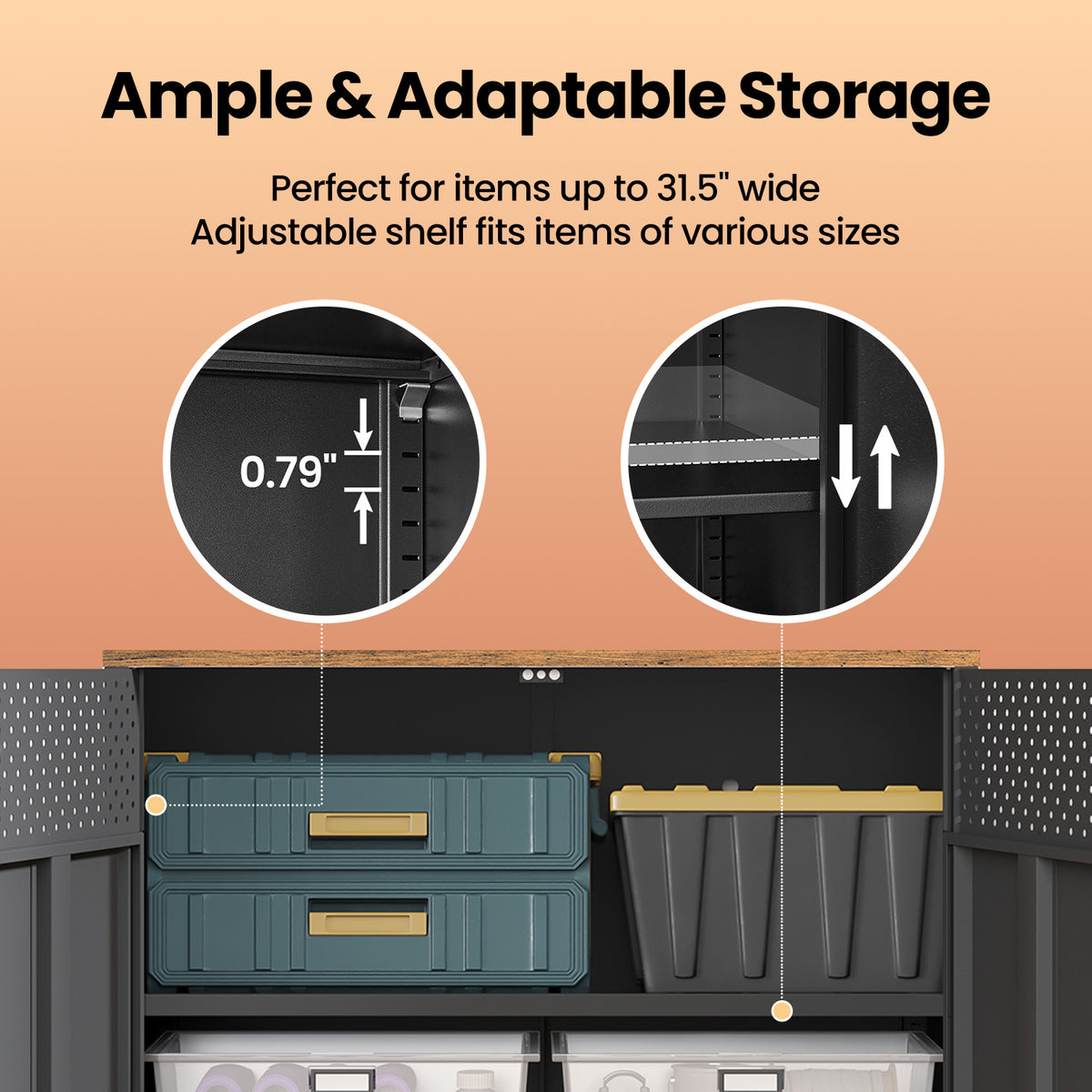 Industrial Storage Cabinet - 31.5" Sideboard with 2 Doors, Adjustable Shelf & Magnetic Closure, Steel Frame, Rustic Brown and Black
