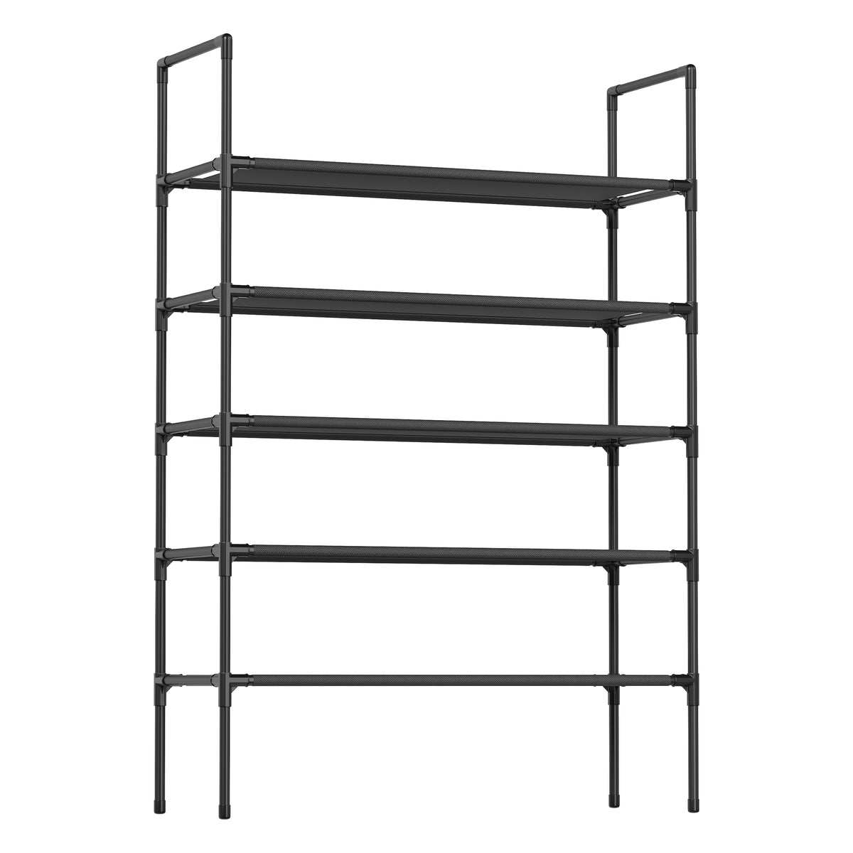 5-Tier Shoe Rack, Slim Space-Saving Shoe Storage for Hallway Closet, Metal Frame with Non-Woven Fabric Shelves, Ink Black