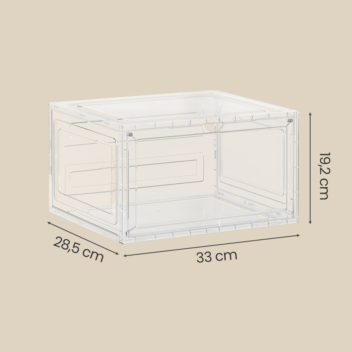 Stackable Shoe Boxes 8 Pack Clear Plastic Storage with Magnetic Door 13 x 11.2 x 7.5 Inches White