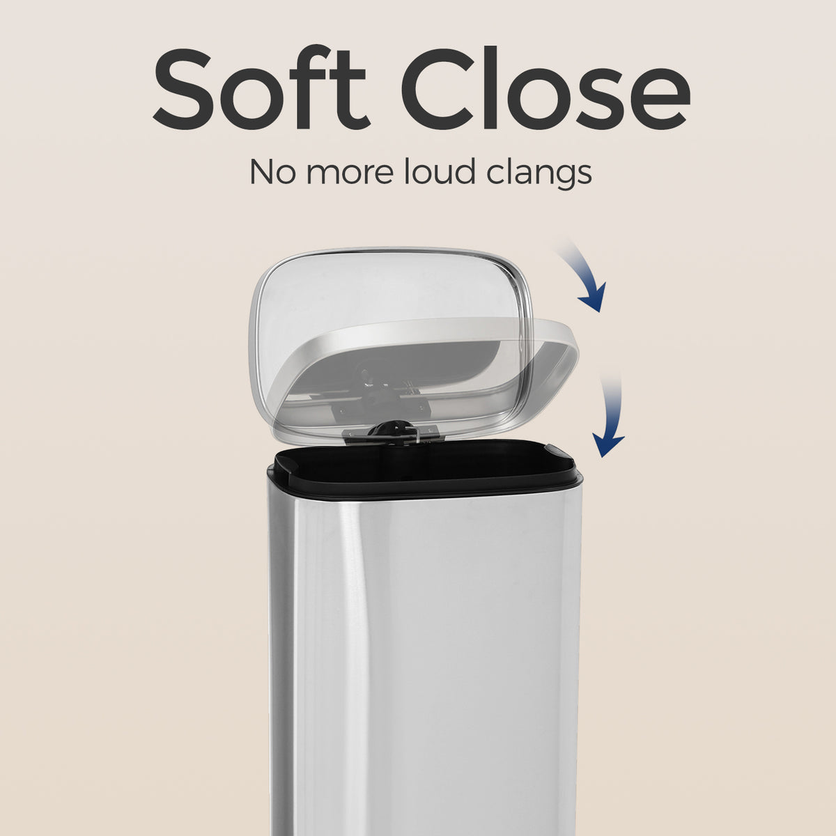 Stainless Steel 8 Gallon Step Trash Can, Soft-Close Lid with Inner Bucket, Compact Kitchen & Office Bin,Silver