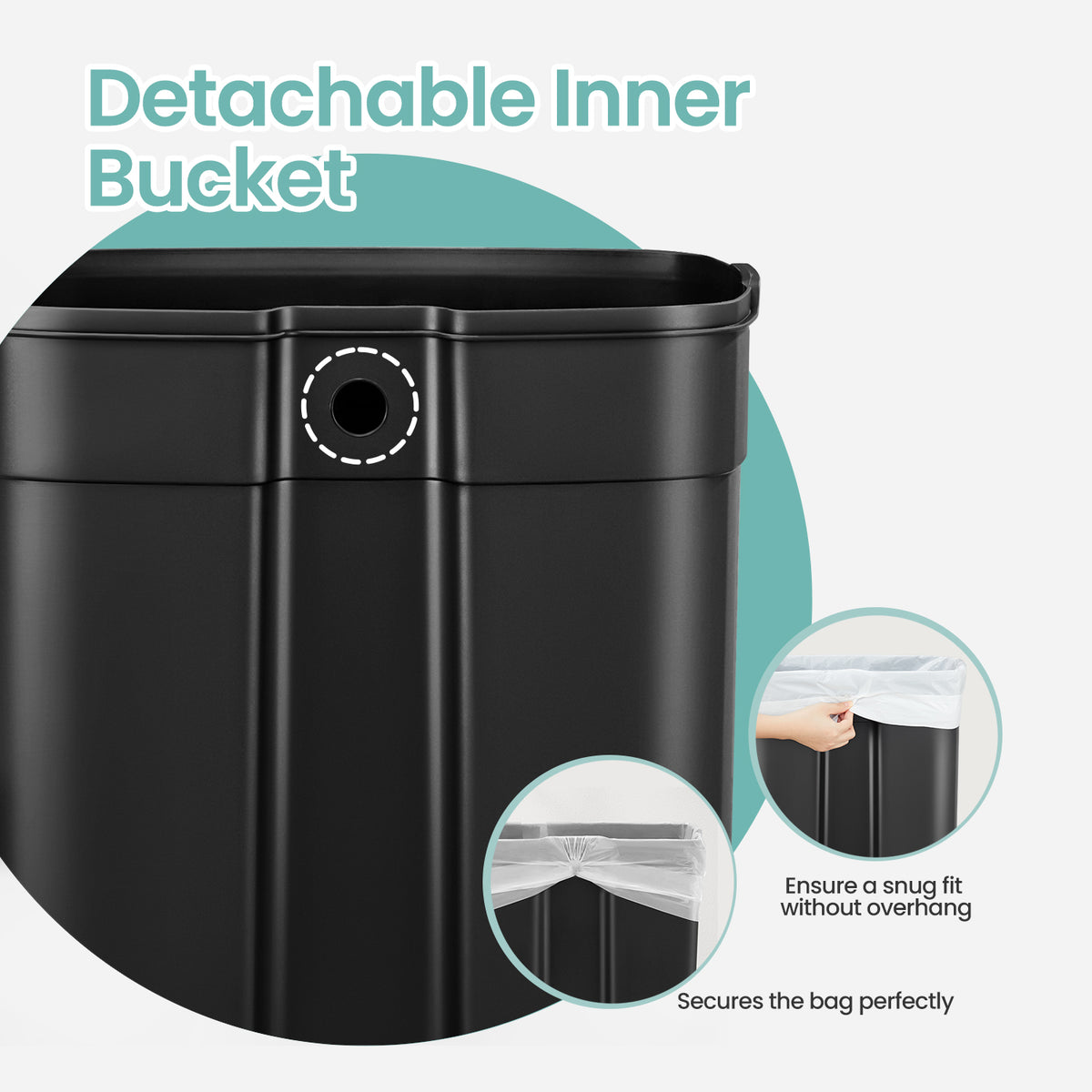 Stainless Steel 13 Gallon Step Trash Can, Soft-Close Lid with Odor Seal & Inner Bucket, Kitchen Recycling Bin,Midnight Blue