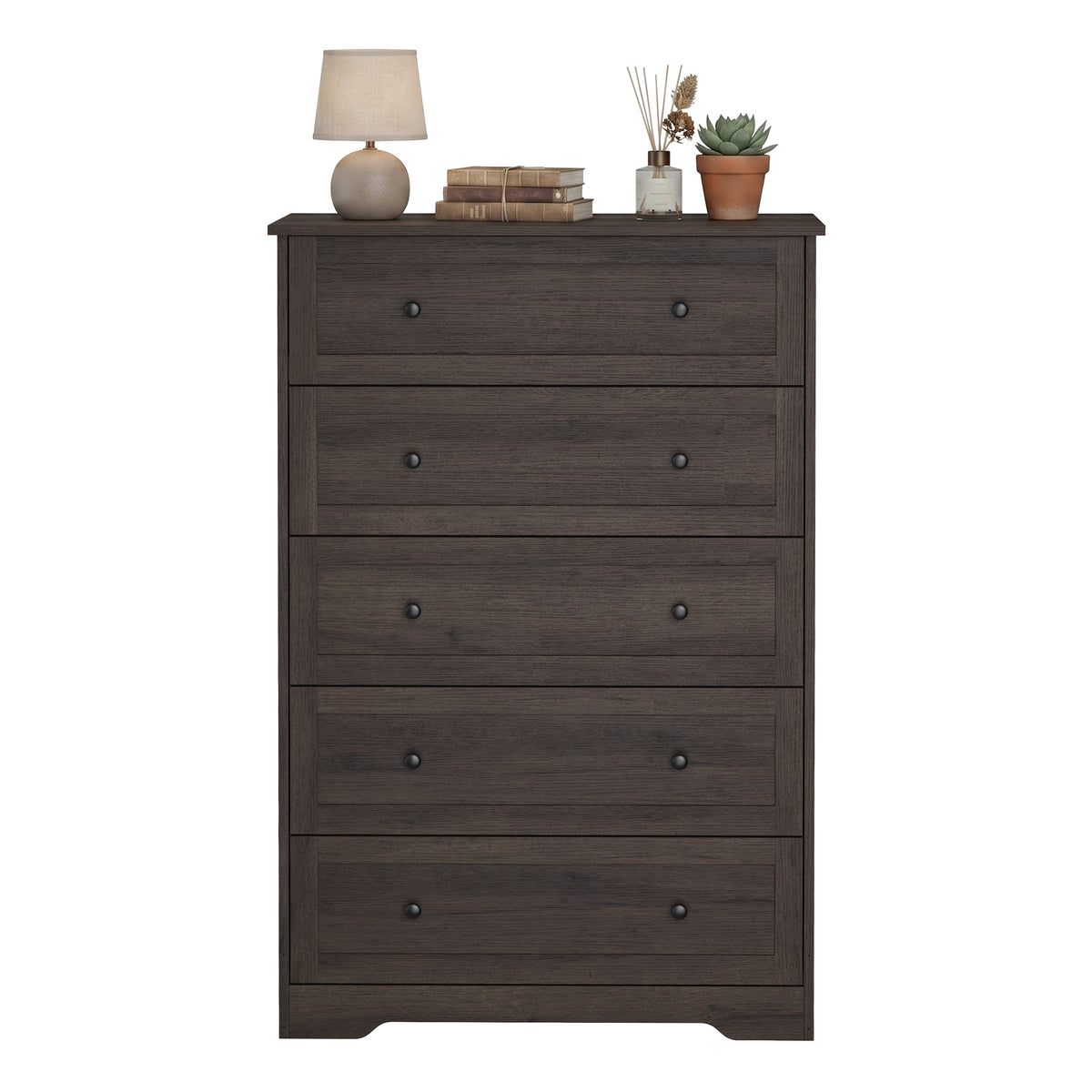 5-Drawer Dresser, Farmhouse Chest of Drawers for Bedroom, 31.5 x 15.7 x 47.4 inches, Taupe Brown