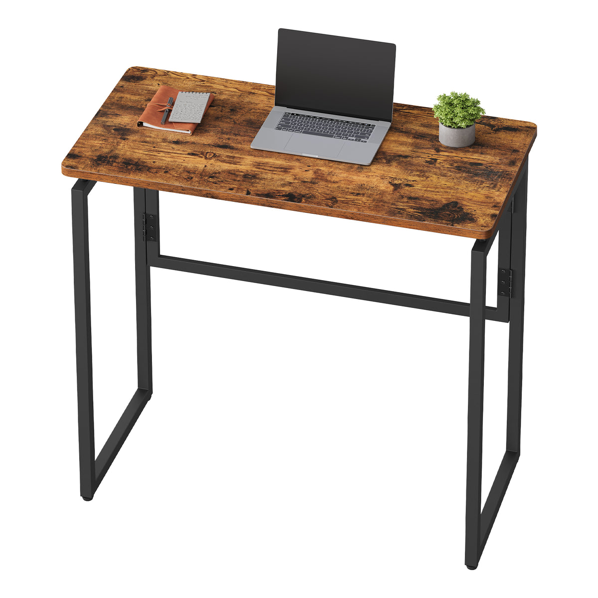 Folding Desk, Space-Saving Sturdy Computer Table with Rounded Edges, 31.5 x 15.7 x 29.1 Inches, Rustic Brown