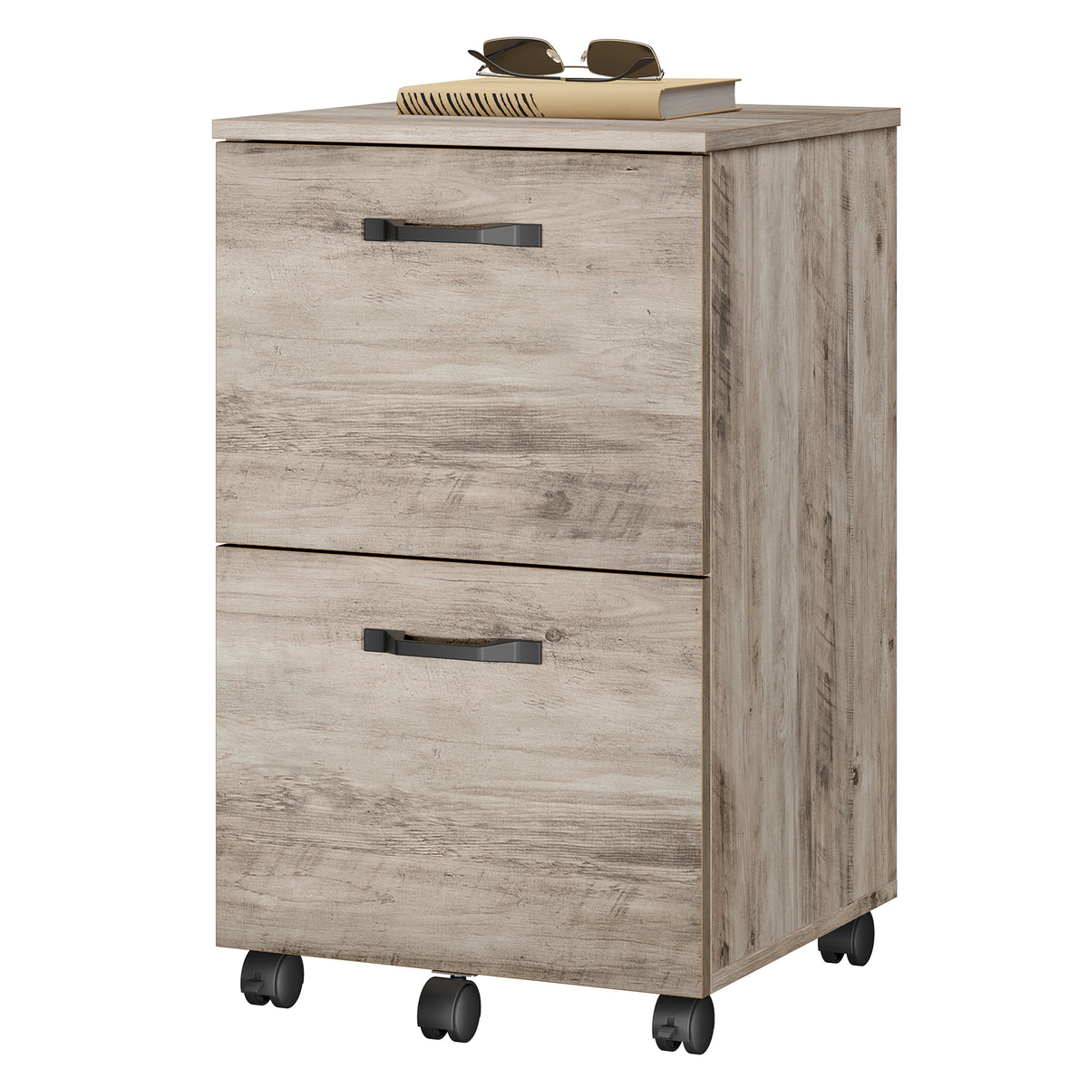 2-Drawer Rolling File Cabinet with Lockable Swivel Casters, Small Home Office Storage for A4 & Letter Documents, Sturdy Steel & Particleboard, Printer Stand, Heather Greige