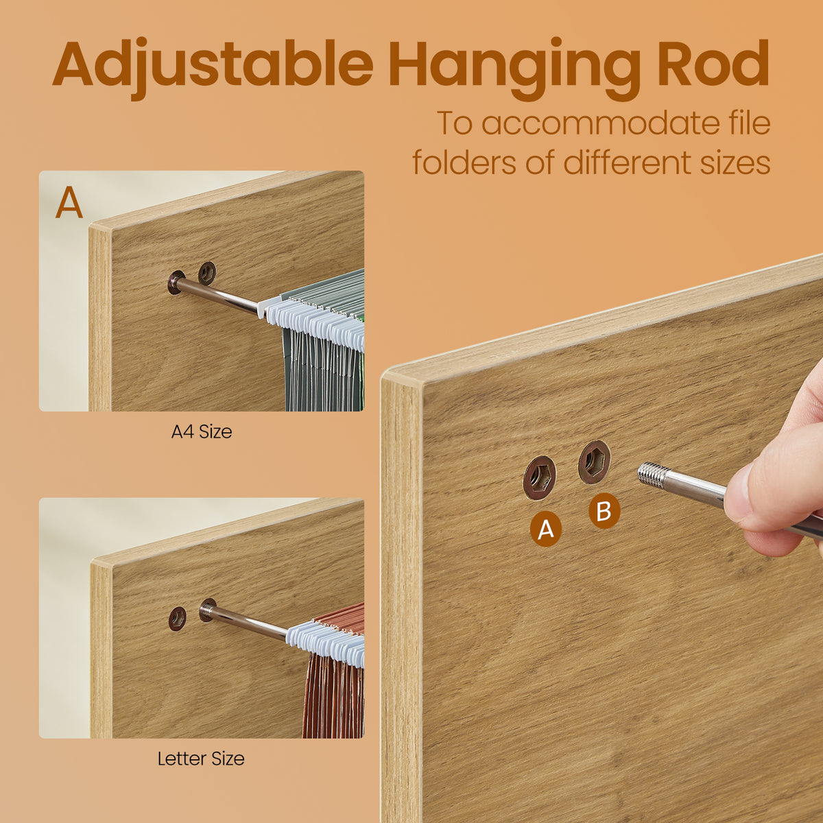2-Drawer Mobile File Cabinet, Compact Rolling Storage for Office, Home, A4/Letter Size, Lockable Casters, Straw Yellow
