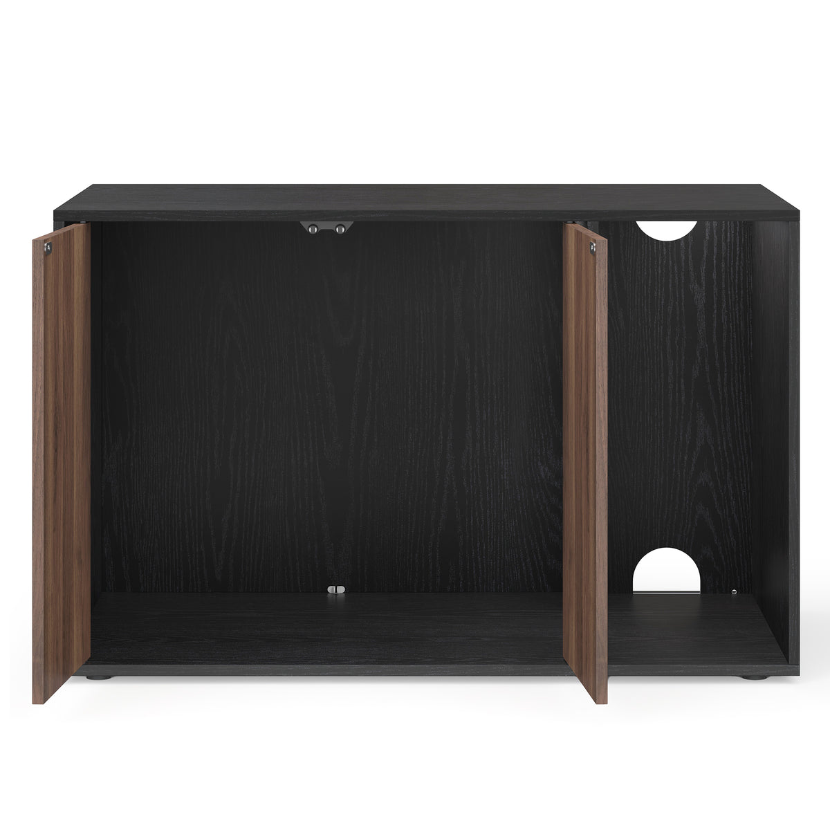 Cat House, Snapsemble Superfast Assembly, Cat Litter Box Enclosure for Large Cats, Push-to-Open Doors, Black and Walnut
