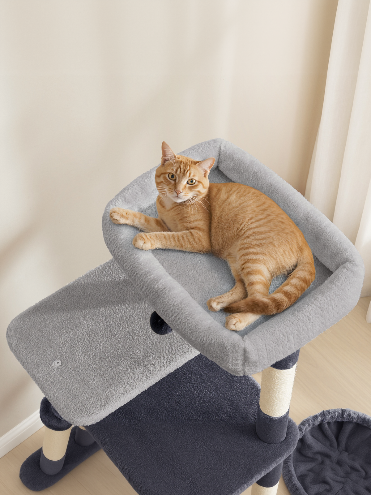 60-Inch Multi-Level Cat Tree Tower with 2 Caves, 3 Scratching Posts & 4 Perches, Plush Cat Condo for Indoor Cats, Dark Gray
