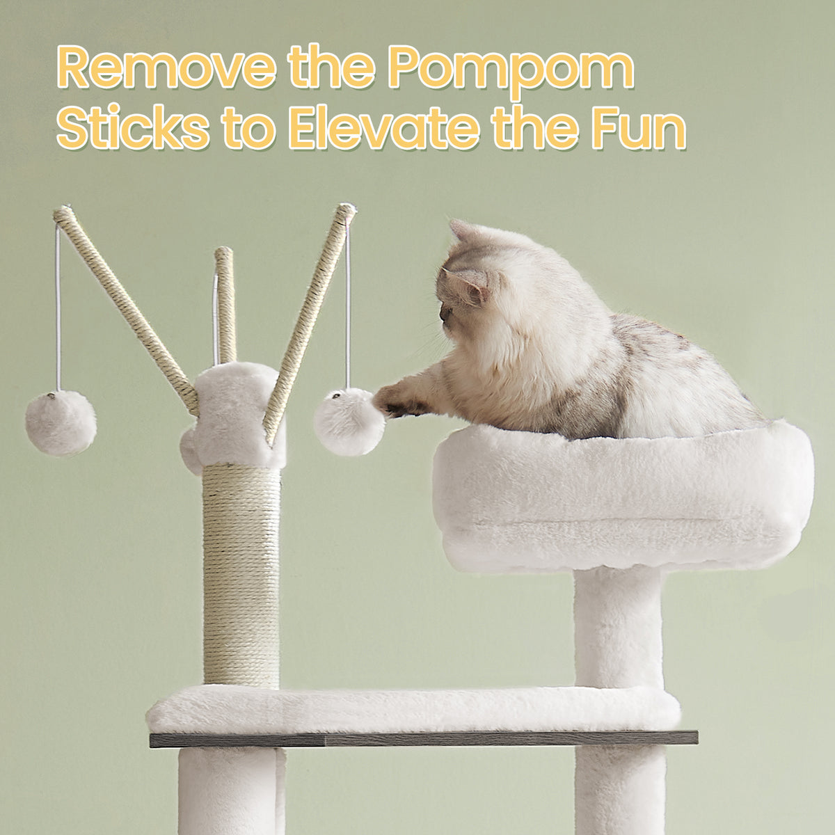 55.1" 2-in-1 Cat Tree & Litter Box Enclosure, Modern Cat Tower with Scratching Posts, Removable Toys, Space-Saving Design, Misty Gray