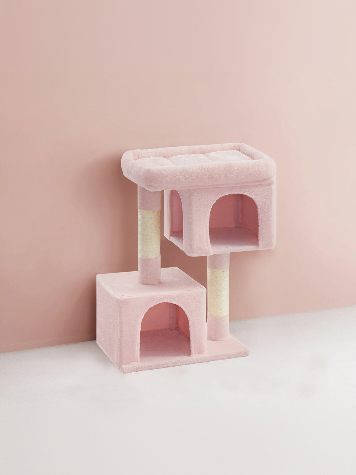 40.6-Inch Cat Tree Tower for Extra Large Cats up to 44 lb, Plush Condo with Large Perch & 2 Caves, Scratching Posts, Jelly Pink