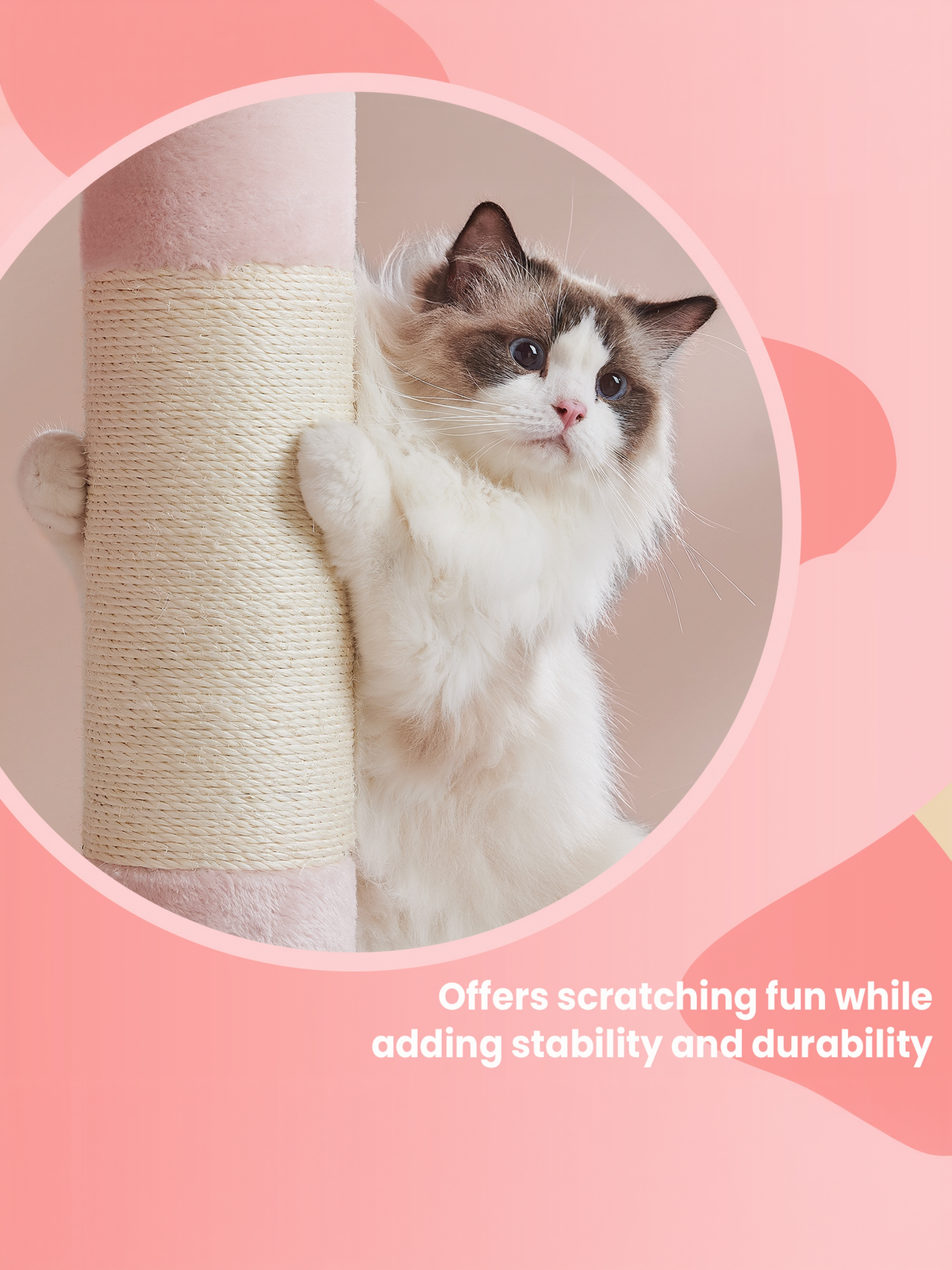 40.6-Inch Cat Tree Tower for Extra Large Cats up to 44 lb, Plush Condo with Large Perch & 2 Caves, Scratching Posts, Jelly Pink