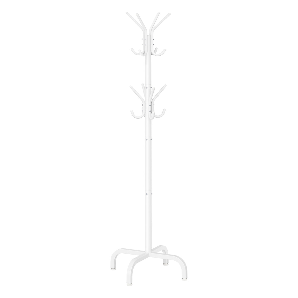Coat Stand, Metal Coat Rack with 12 Hooks, 4 Legs, for Coats, Jackets, Hats, Bags, for Hallway Bedroom Office, White