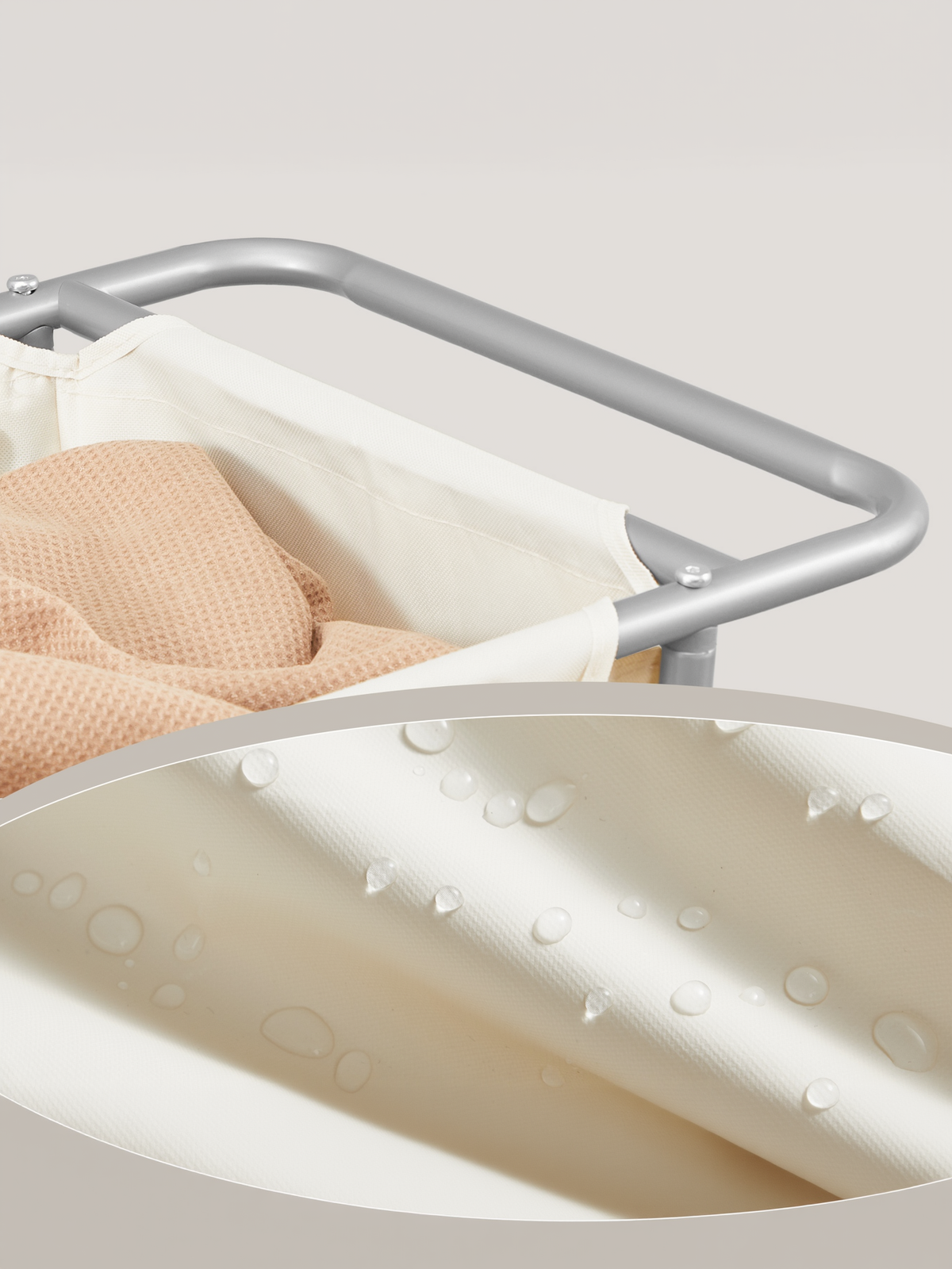 50.2 Gallon Rolling Laundry Basket with Wheels, 2-Section Laundry Sorter with Removable Bags and Heavy-Duty Frame, Cream White