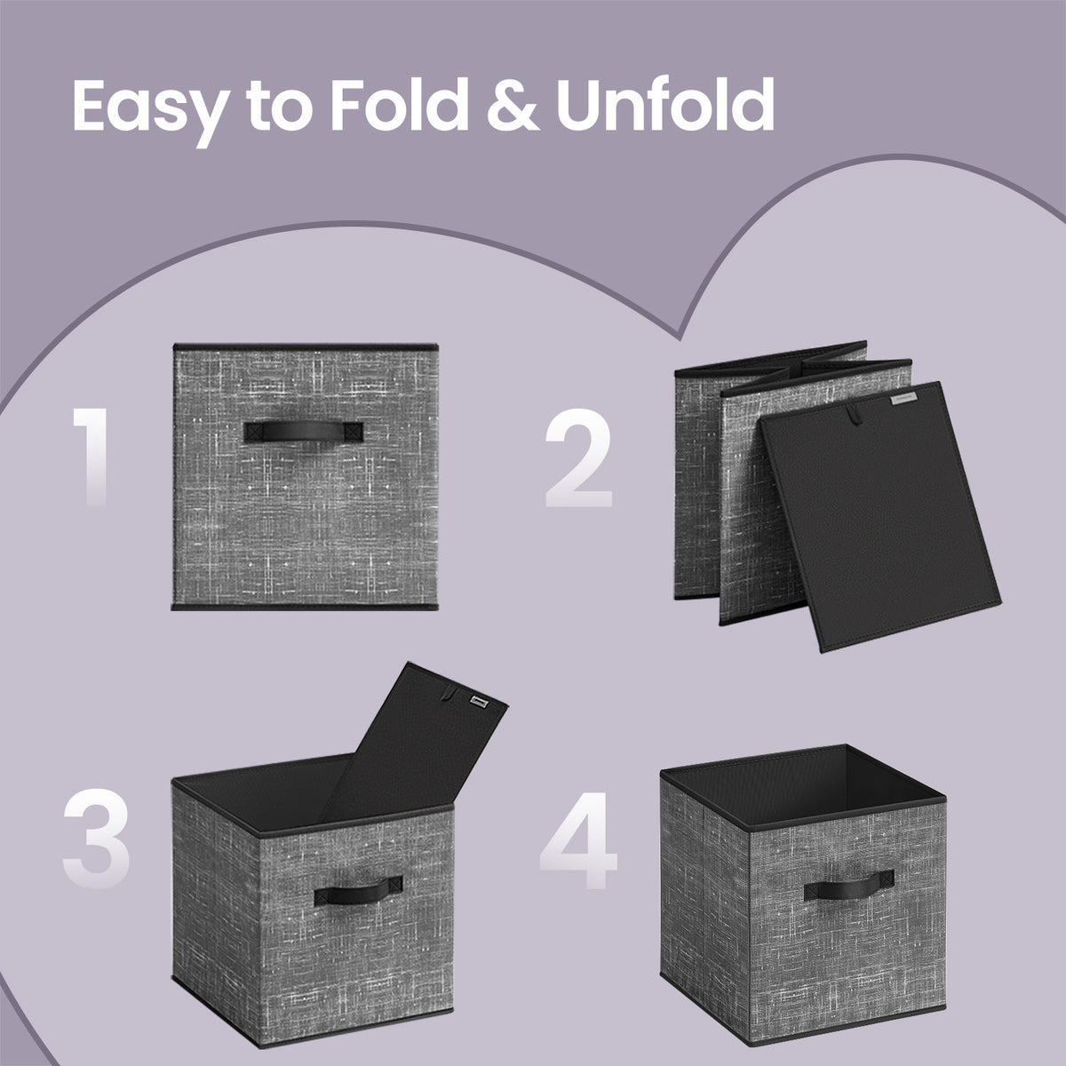 Storage Cube Organizer - 6-Pack Foldable Fabric Bins with Handles, 13" Shelving System for Clothes, Toys, IKEA Compatible, Classic Black