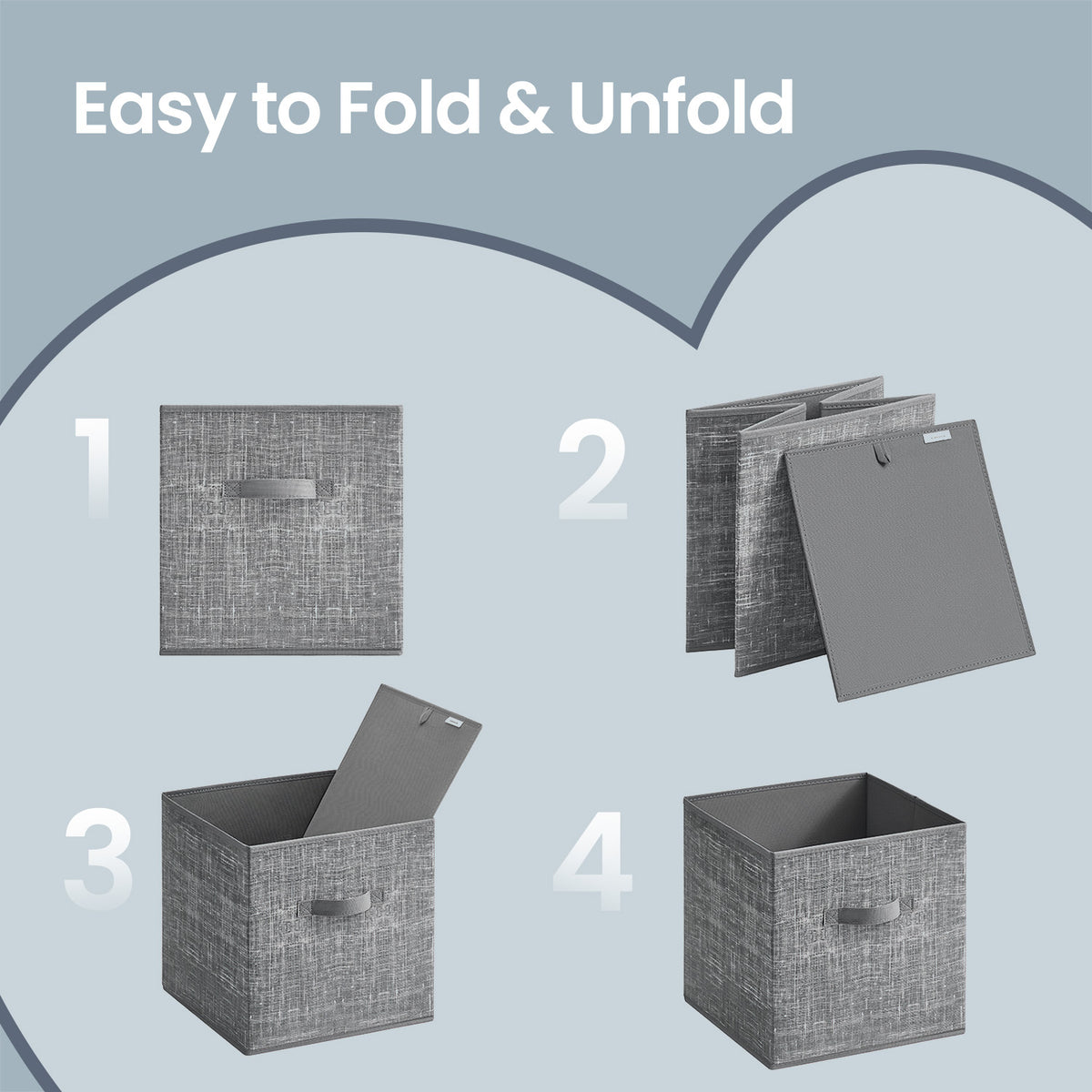 Storage Cube Organizer - 6-Pack Foldable Fabric Bins with Handles, 13" IKEA Compatible Shelving System, Cattail Gray